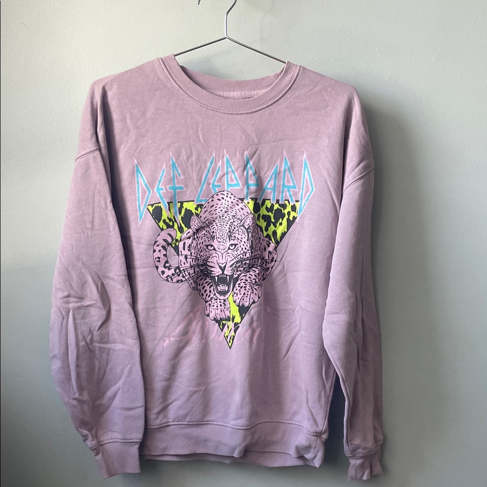 Def Leppard Pink Graphic Crewneck Sweatshirt